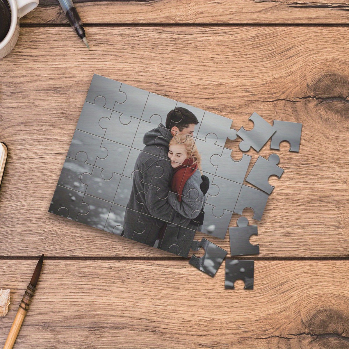 

1pc Puzzle Photo Personnalisé - Jigsaw Photo Personnalisé, Cadeau Unique pour la de , Mariage, Anniversaire, Noël, Saint-Valentin, An - Pas Besoin d'Électricité, Plumes