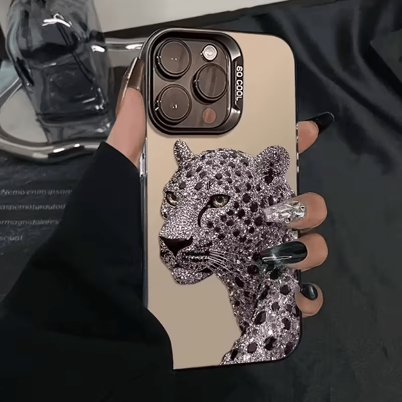 Image of Phone Case: Phone Case - 1 Gray Diamond Leopard Trendy Brand Pattern Laser Energy Imd Phone Protective Case Suitable For Iphone 17 16 15 14 13 12 11 Pro Xs Xr 8 7 Plus Phone Cover
