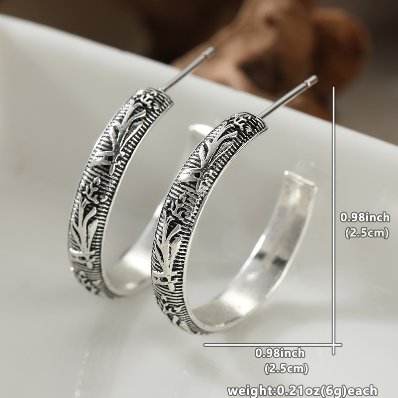 Women's Vintage Plant Pattern Half Circle Earrings