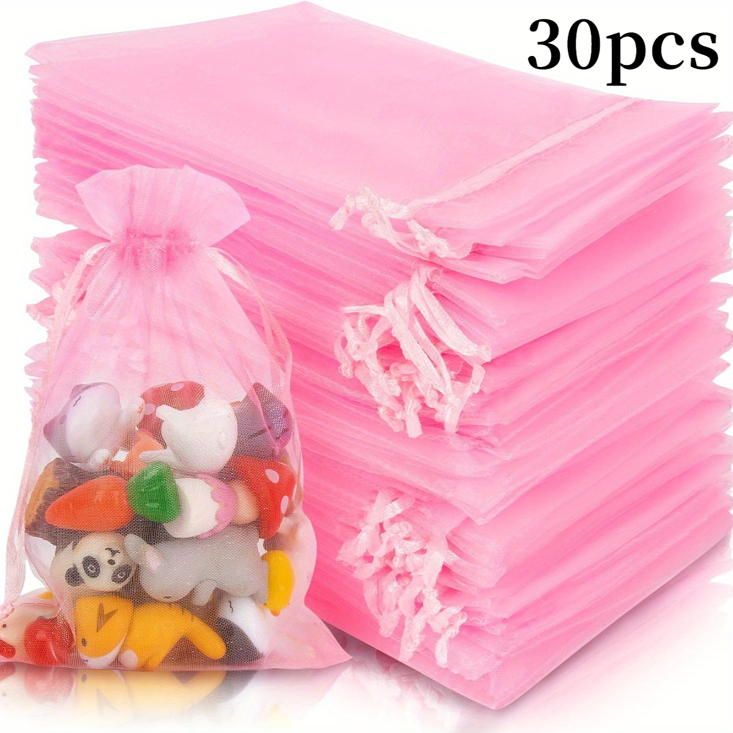 Gift For Her/him 30pcs Pink Organza Jewelry Bag Valentine's Day Wedding Gift Storage Drawstring Bag Jewelry Packaging Bag Gift