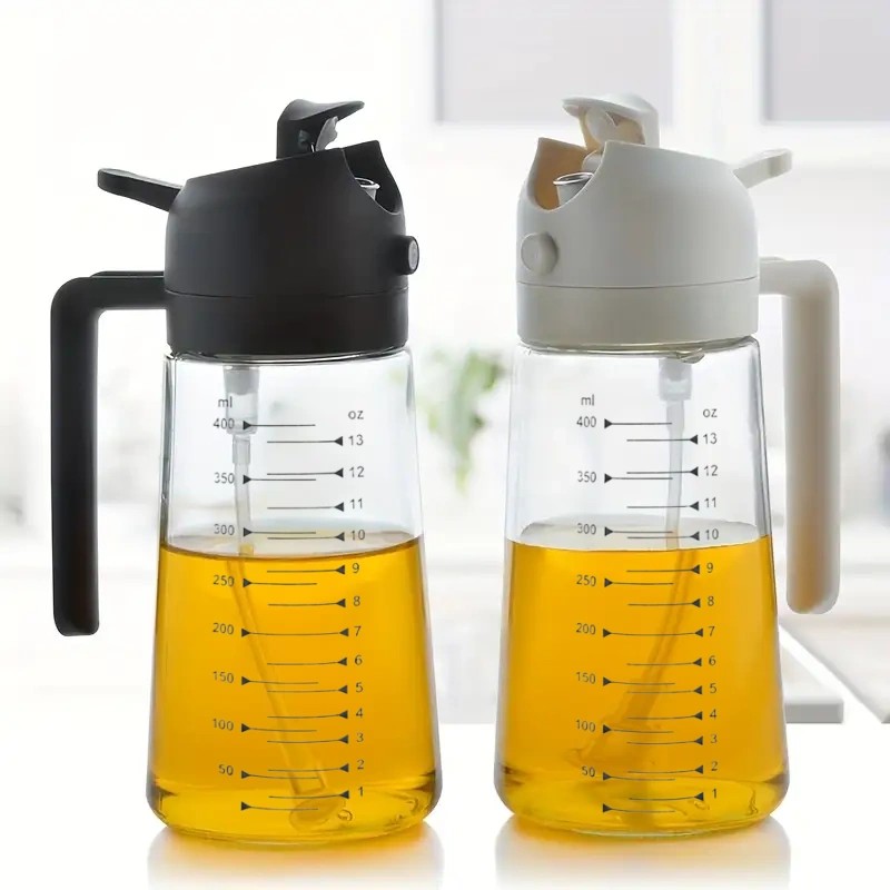 TEMU 2pcs 470ml Plastic Oil Sprayer, 2-in-1 Spray& Pour Design With Scale For Control, Ideal For Home Kitchen, Outdoor Bbq& Air Fryer, Value Kitchen