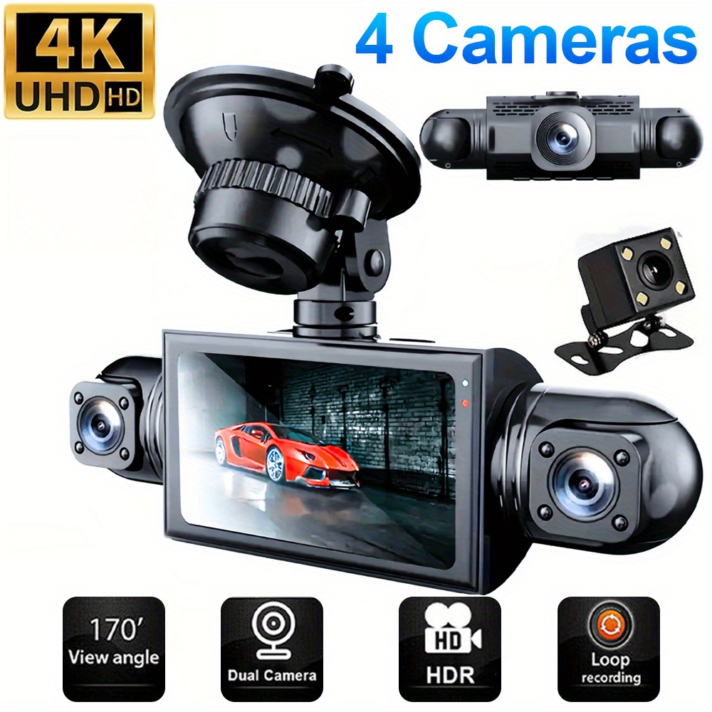 TEMU Newest 4k Full Hd Car Camera With 32gb Sd Card, Front + Rear + Left + Right Recording Car Camera, Camera, Reversing Camera, Camera, Loop