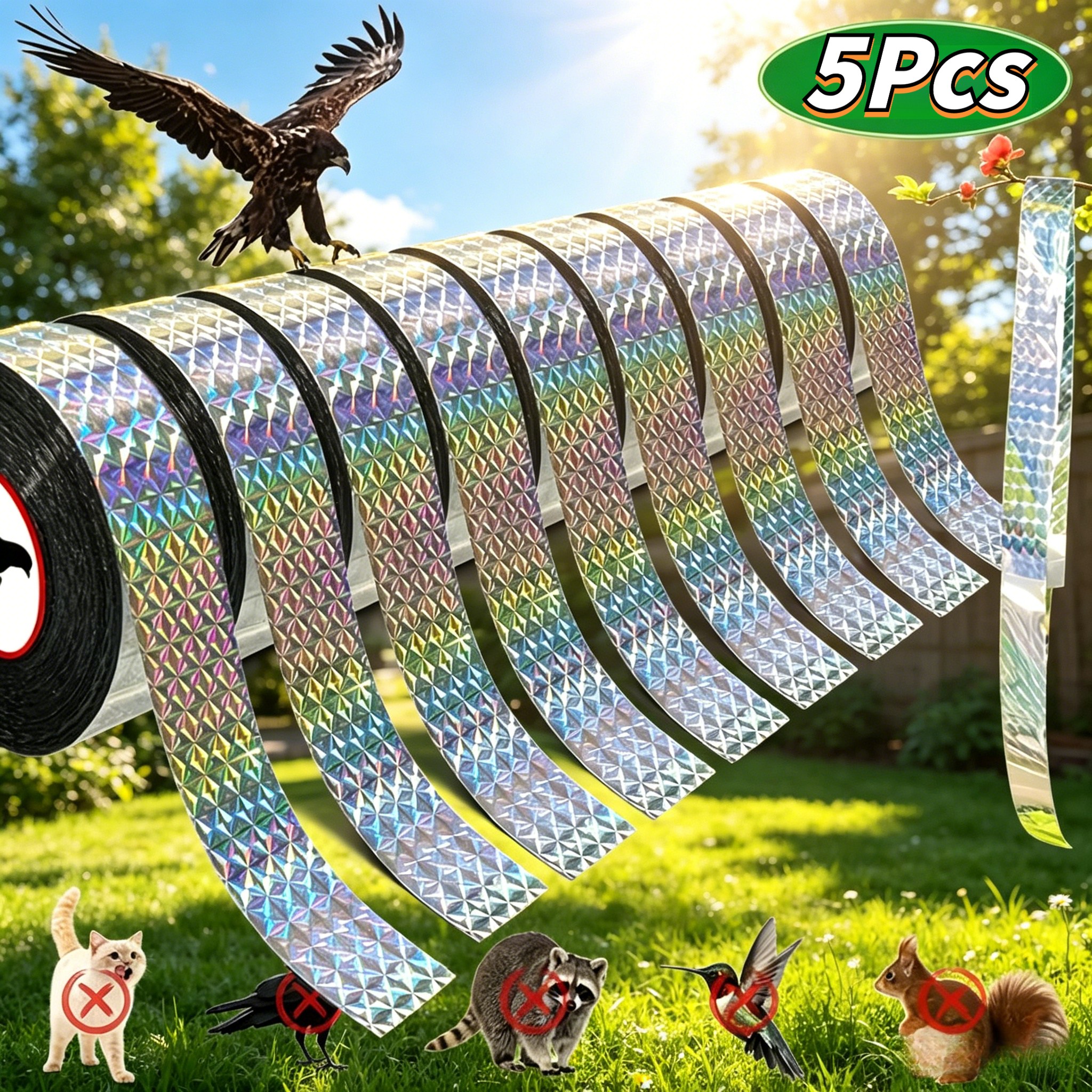 5 rolls of bird repellent tapes reflective anti bird tape double sided reflective tape suitable for   and vegetable gardens no power required     pigeons geese   ducks