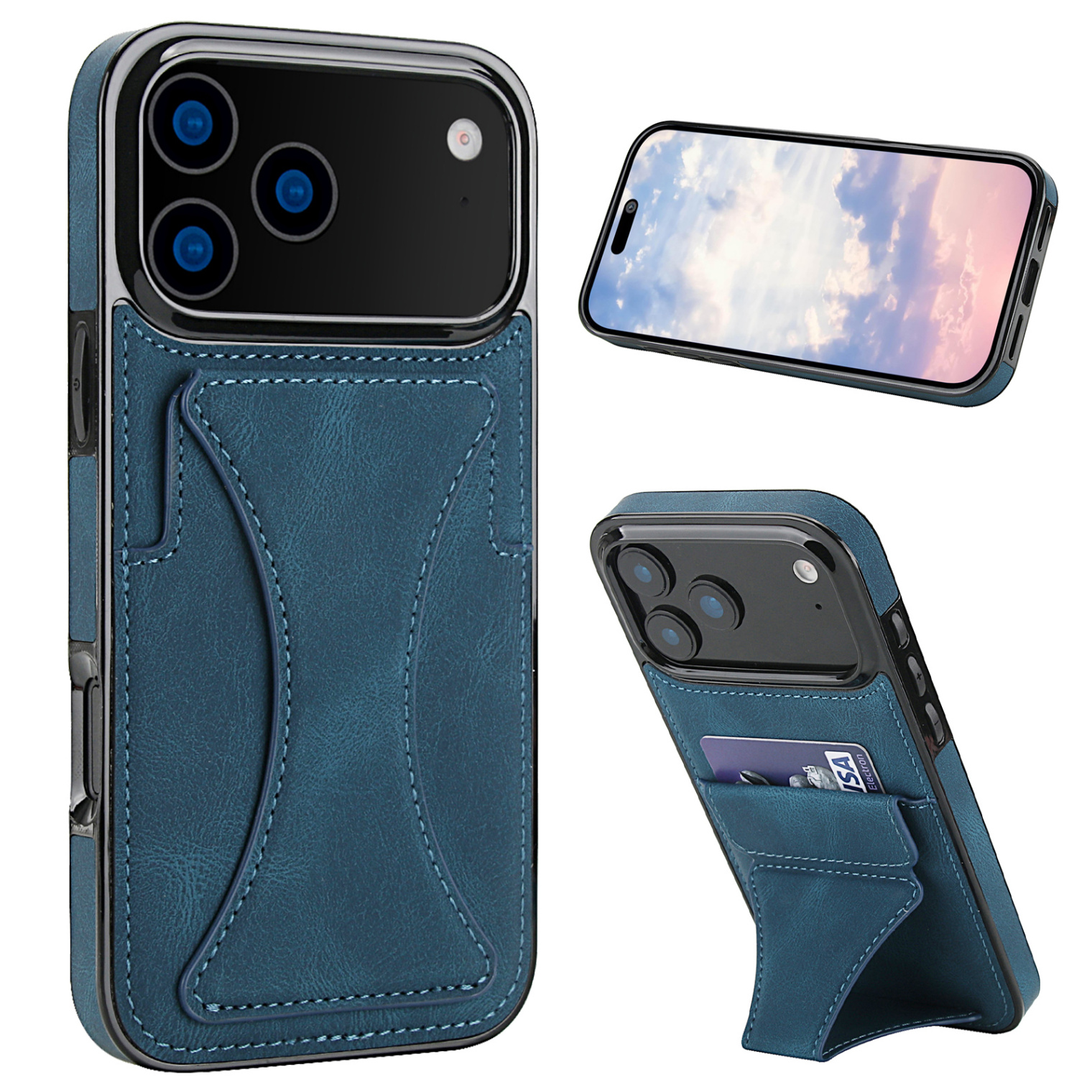 TEMU Phone Case - Cardholder Stand Compatible With 17 Pro Max Phone Case, Card Slot For Iphone 16 Pro, Can Hold Cards, Hidden Retro Coin Purse,