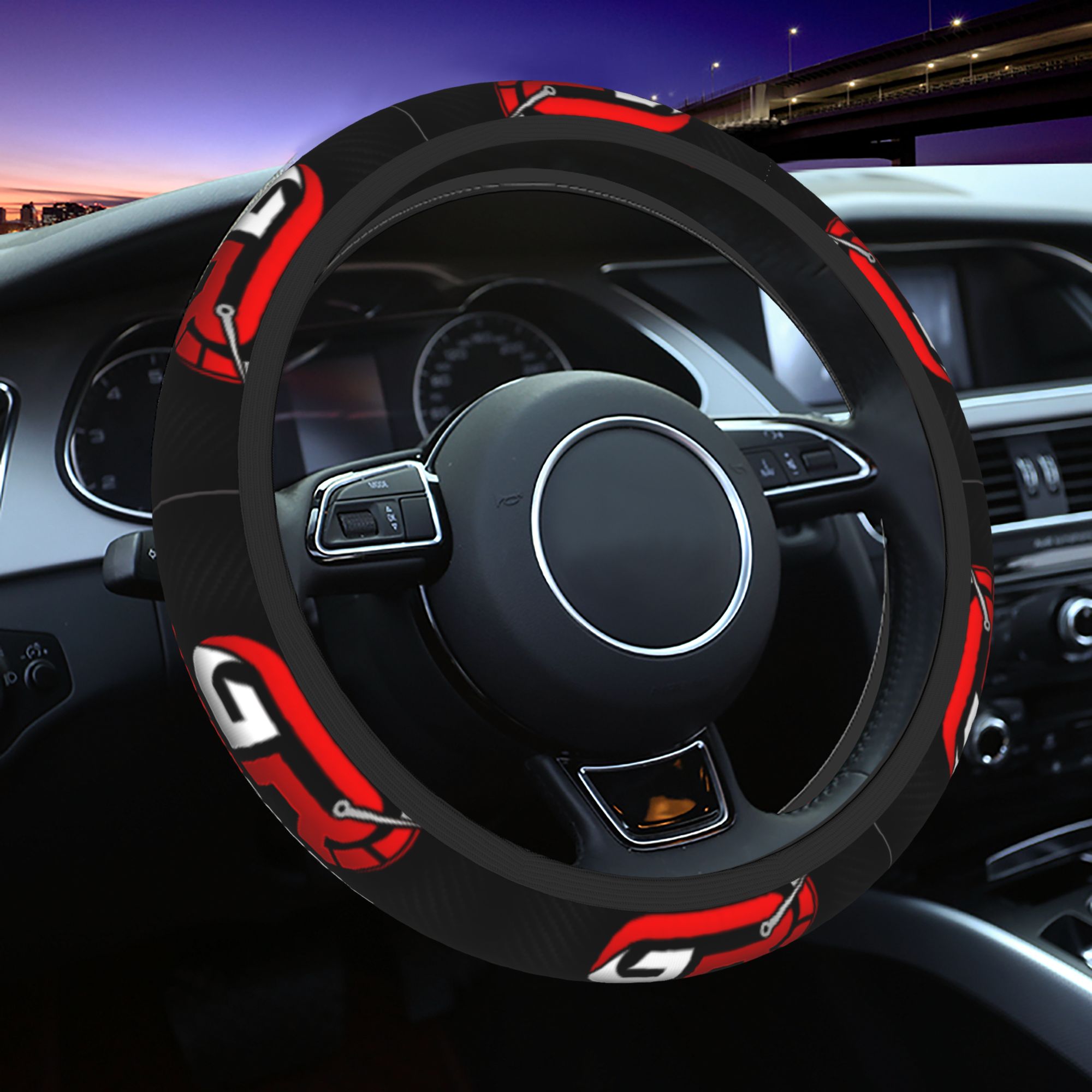 TEMU 1pc Cartoon Cool Logo Cool Logo Steering Wheel Cover Decorative Steering For All Car Models Stylish Auto Accessory For Women And Girls