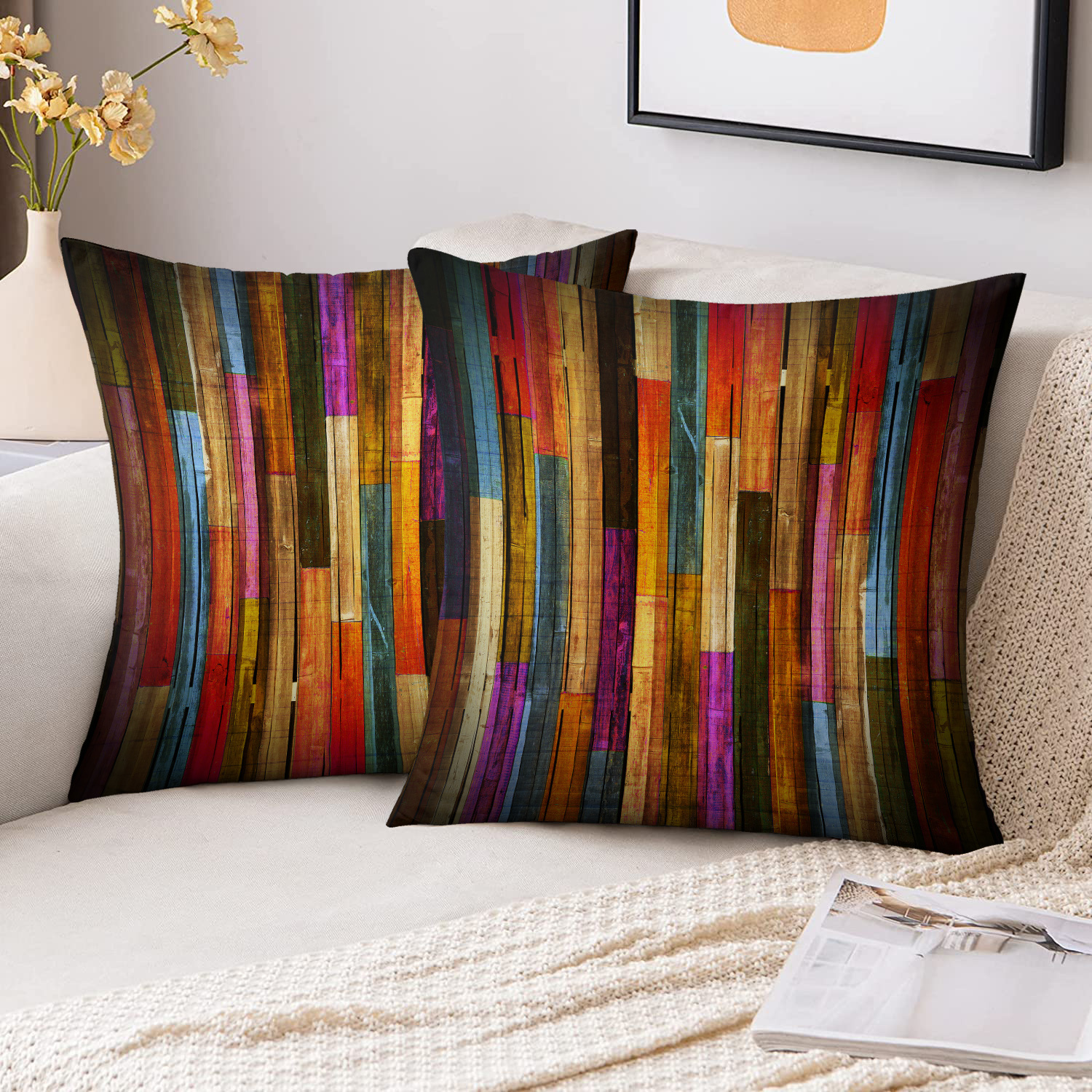 TEMU 2 pezzi Copricuscino corti in peluche, block, decorativi, stampa fronte-retro, 18In*18In, stile moderno , per camera da letto, soggiorno, casa,