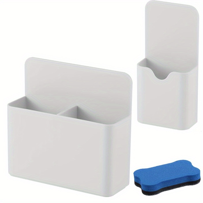 Image of Magnetic Pen Holder, 3pcs Magnetic Pencil Marker Holder And Whiteboard Eraser, With Large Compartment, Strong Magnet Storage Marker Storage Box, Suitable For Whiteboard, Refrigerator, Storage Cabin