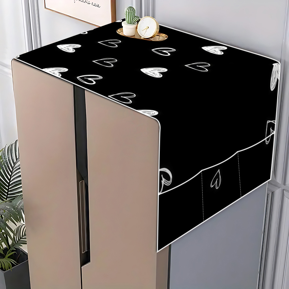 TEMU 2d Flat, 1pc, Refrigerator Cover With Side Storage, Washing Machine Cover, Refrigerator Replacement Grille, Suitable For Home Refrigerators And