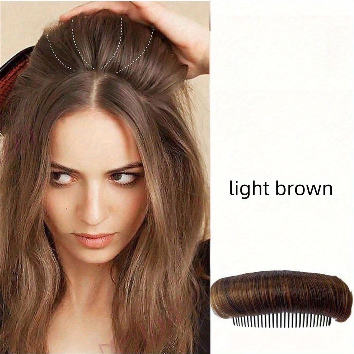 TEMU 1pc Women's Elegant Black, Dark Brown, Light Brown Hairpiece Curly Wig Bun Accessory To Increase Hair Volume Invisible Hair Pad Wig Comb, Style