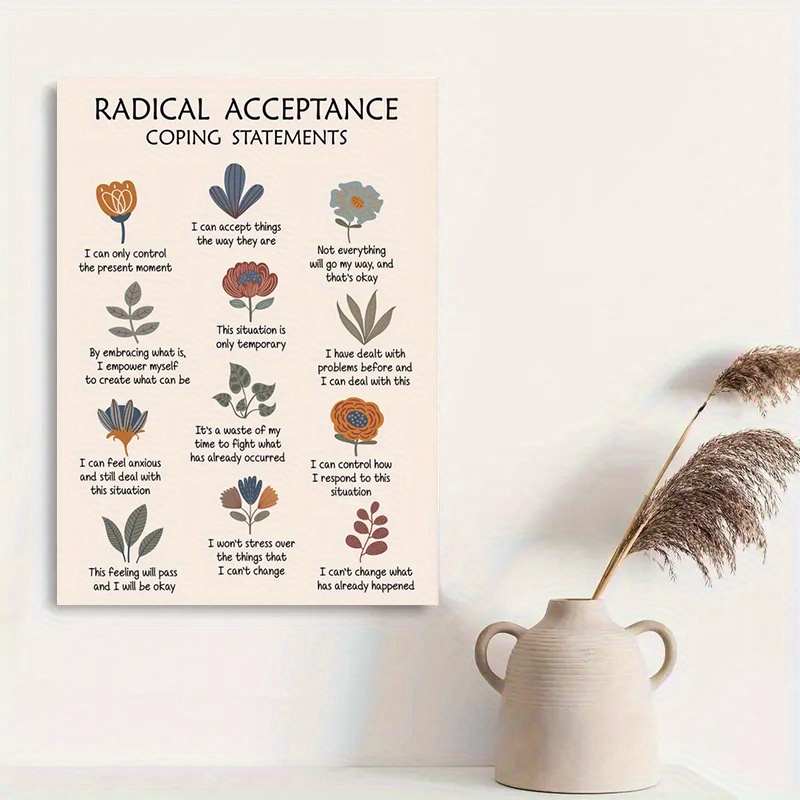 TEMU 1pc Unframed 30.48x40.64cm Radical Coping Dbt Relax Poster - Cognitive Distortion & Relax Art Print, Canvas Wall Art For Mental Health Decor,