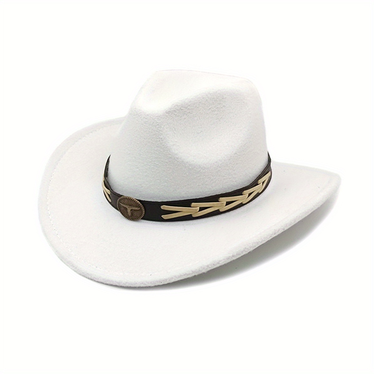 Women Men Felt Western Cowboy Roll Up Brim Cowgirl Fedoras with Belt  Vintage Western Cowboy Hats