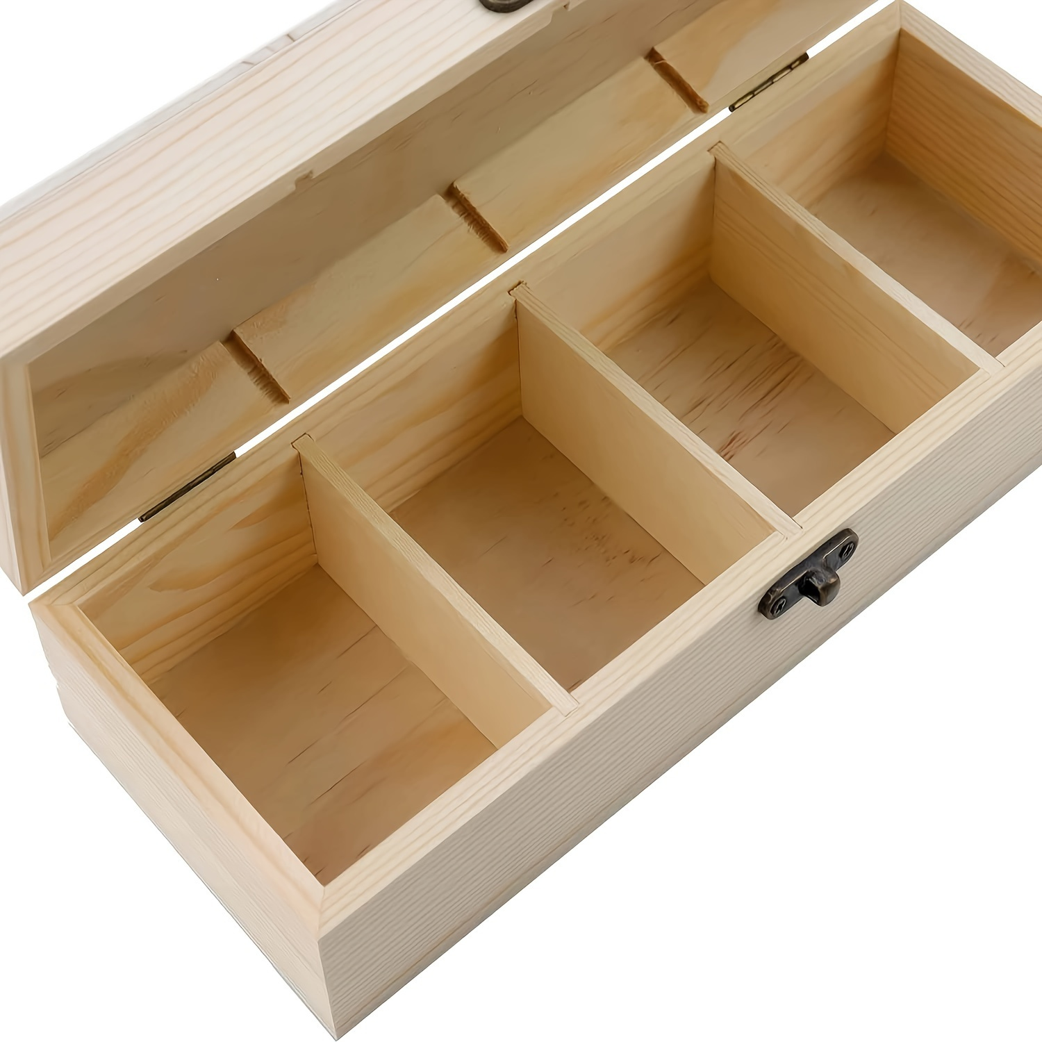 

Unfinished Wooden Storage Container With A Hinged Top - A Multifunctional Organizer For Arts, Crafts, , , Nuts, Jewelry, Cards & , Writing, And Divided Sections