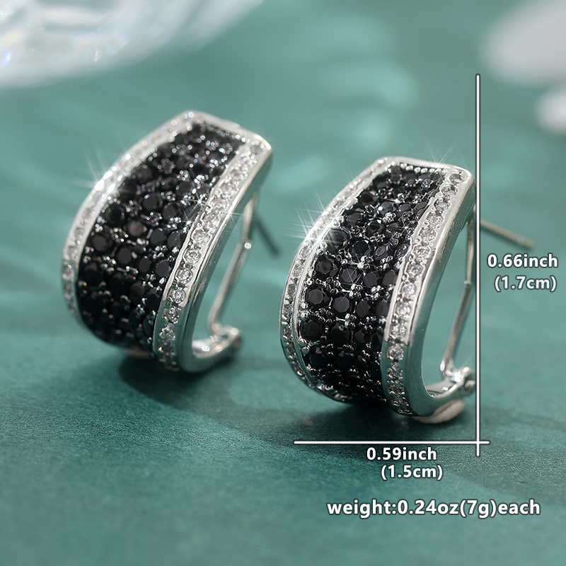 Women's Vintage Black Pave Cubic Zirconia Earrings, Unique Style