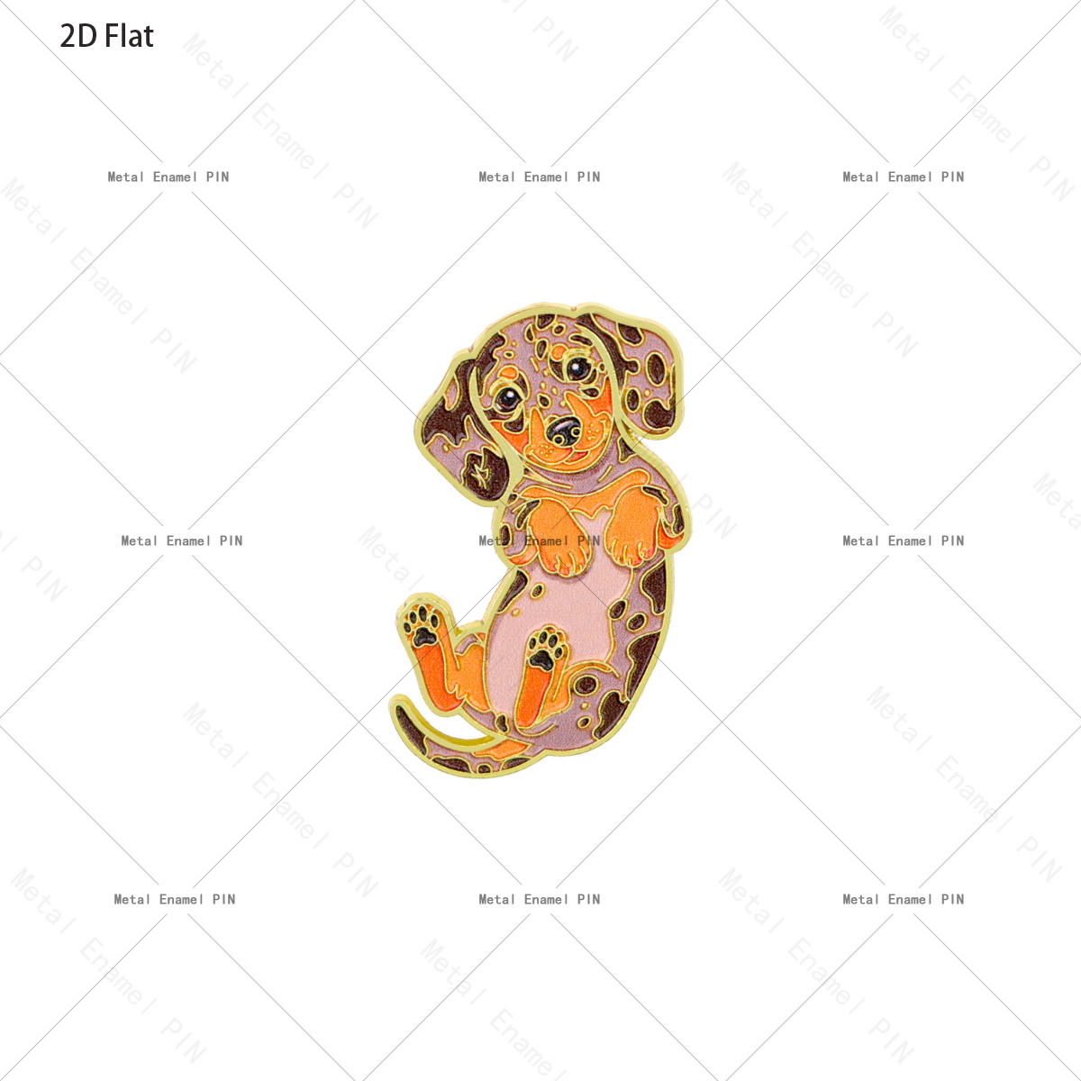 TEMU 2d Flat 1pc Cute Spotted Dachshund Enamel Pin Puppy Lapel Badge Backpack Decor Dog Lover Gift