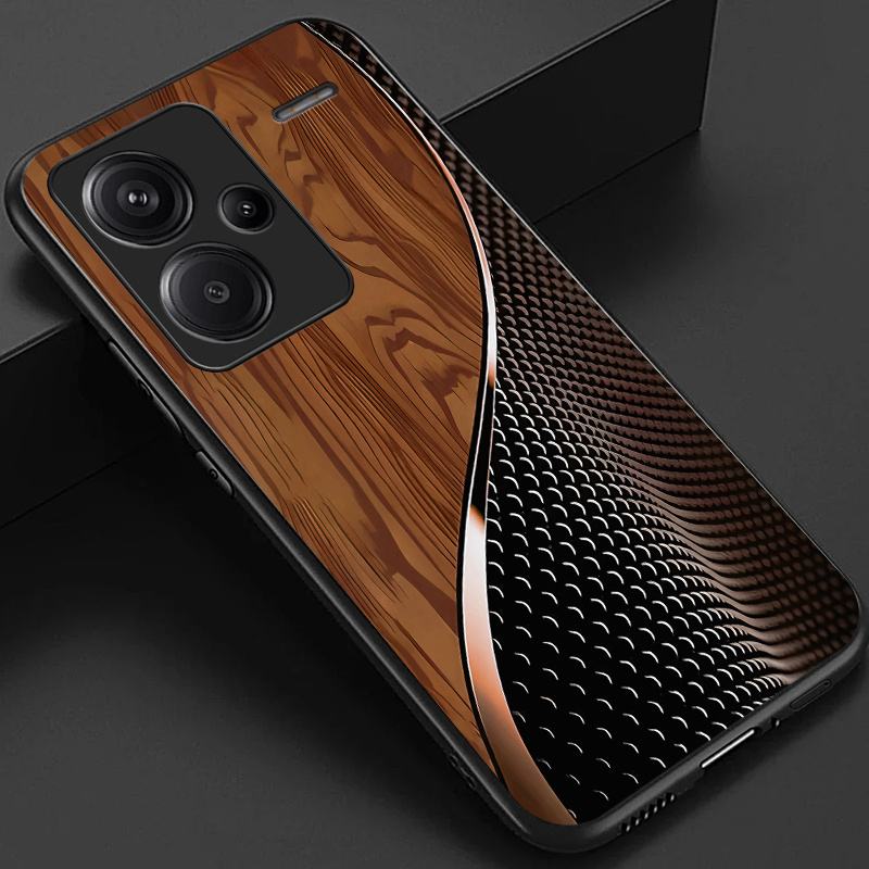 TEMU para Teléfono - para Redmi Note 13 Pro Plus Pro+, Estilo Negro Verde Marrón y Diseño de , Cubierta Trasera de Vidrio , Regalo de Negocios