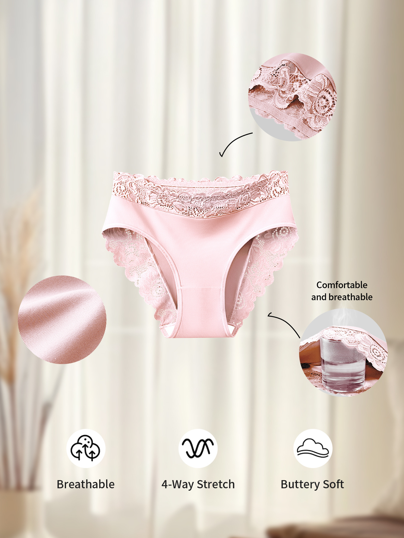 five pieces of womens     lace underwear showcasing a sophisticated lace pattern that emphasizes feminine   and   producing a romantic and       from breathable and soft material details 4
