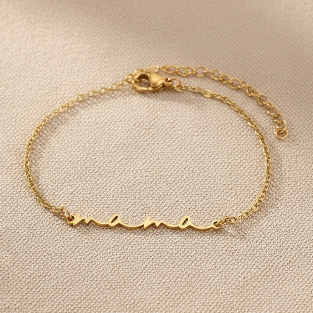 Image of Fashion- And Minimalist "mama" Pendant Stainless Steel Bracelet, And Fade-resistant, Women' Accessory, Perfect Mother's Day Gift