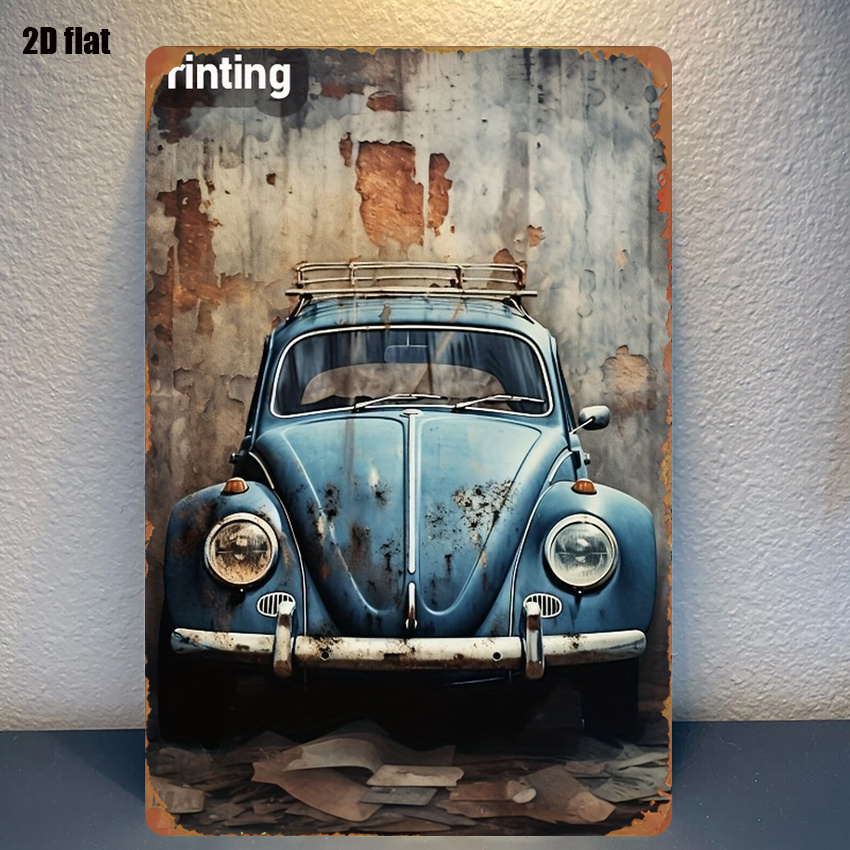TEMU 2d Flat - 1pc Vintage Car Metal Art | 2d Flat 8x12 Inch Decorative Plaque & Sign For Home, Kitchen, Bar, Garden, And Farmhouse - Durable Metal