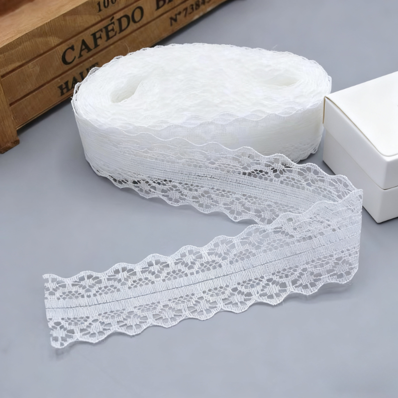 TEMU 3/6/10 Mètres de Ruban en Dentelle Polyester Large - Bande Large pour DIY, Décorations de Mariage, Accessoires pour Cheveux, Décoration de