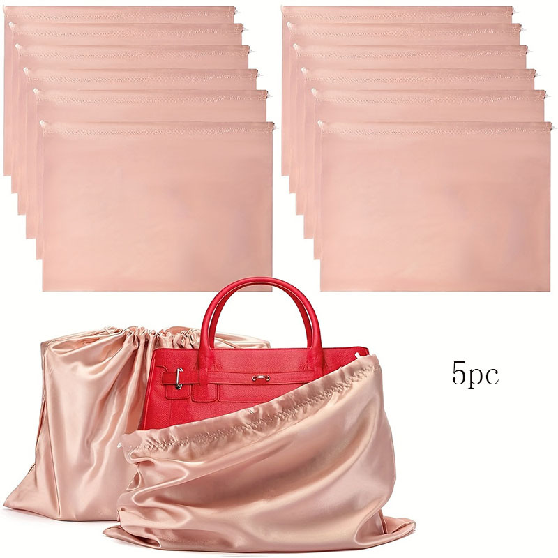 TEMU Paquete de 5 bolsas antipolvo con cordón para bolsos, carteras, zapatos - Bolsas de almacenamiento duraderas con cierre seguro, diseño elegante