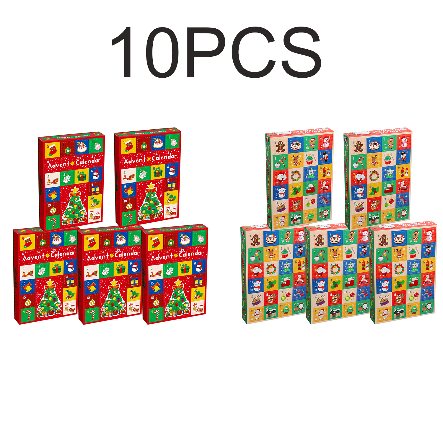 10pcs christmas advent calendar boxes merry christmas gift boxes 24 grid design colorful paper gift boxes with finger   for birthday xmas party decoration supplies