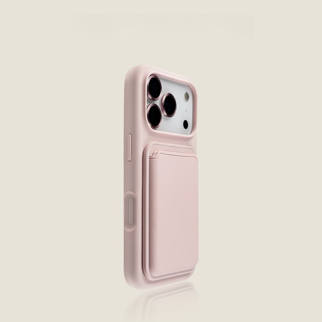 TEMU Phone Case: 2pcs Set: 1 Phone Case + 1 Card Holder, Liquid, Magnetic Closure, Credit Card Holder, Supports Wireless Charging, Simple And Stylish
