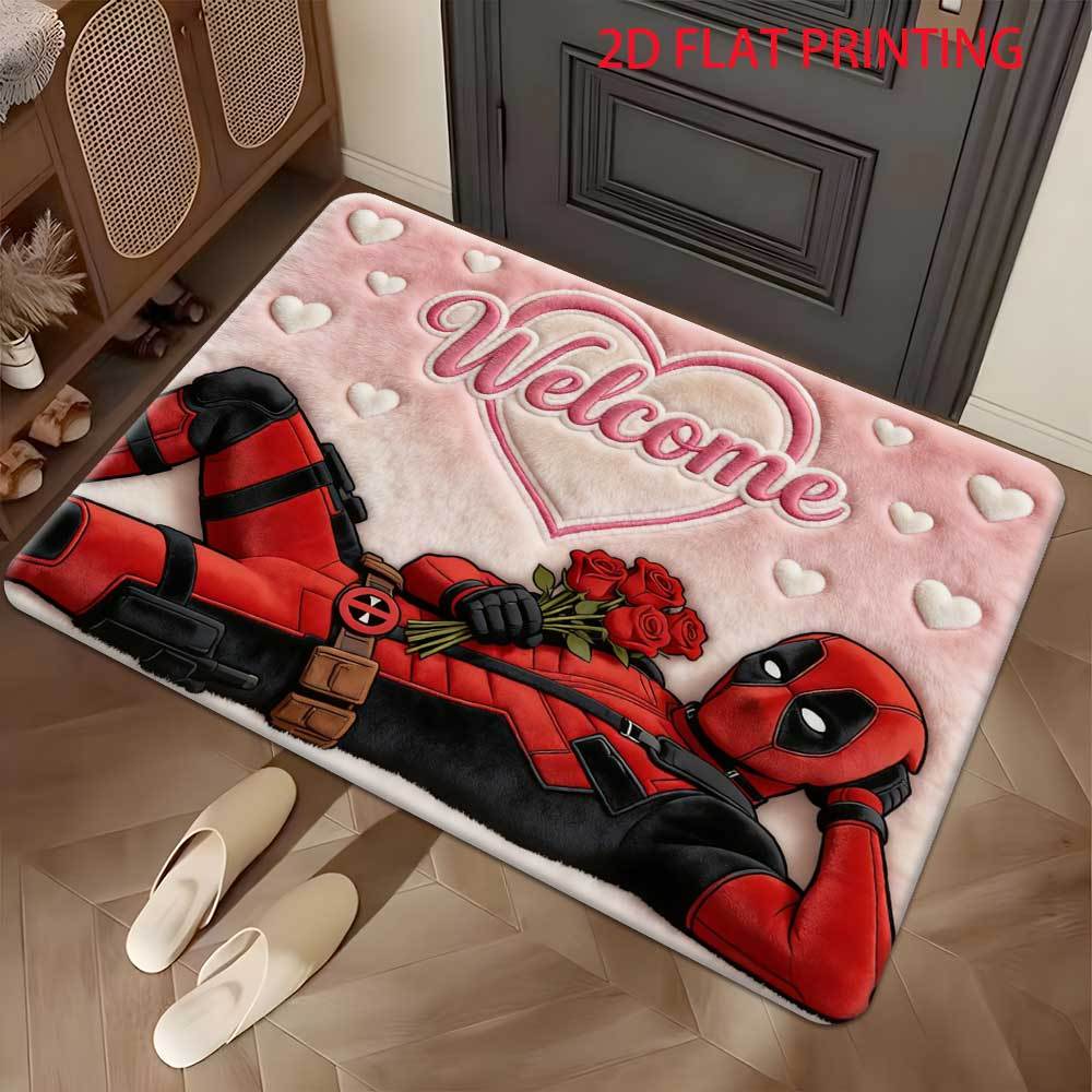 E-shop Marvel 2D Flachdruck Deadpool Willkommen Outdoor Teppiche, Wohnzimmer Schlafzimmer Teppich, Küche Badezimmer Waschmaschine -Teppich,
