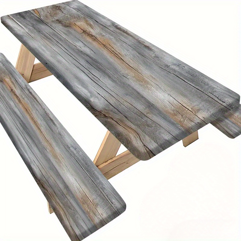 TEMU 3pcs Housse de Table de - avec Housses de Banc, Bords Élastiques, Housse de Table Ajustée pour Camping-Car, Essentiels de Camping pour Patio