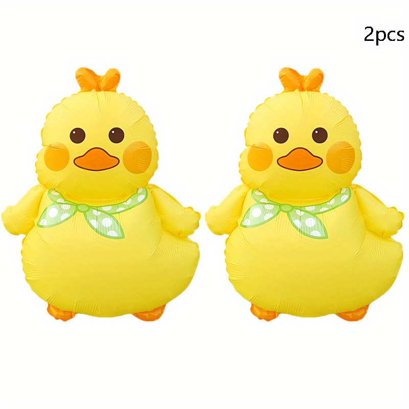2/4pcs Yellow Duck-Shaped Balloon Set with a Scarf, Birthday Party  Decoration Atmosphere Decoration, Halloween Decorations, Christmas D
