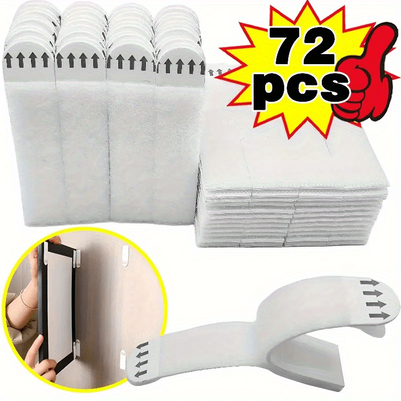 TEMU 72pcs No-drill Picture Hanging Strips, Easy To Remove, Trace-free Picture Frame Hangers, Suitable For Wall Decor And Storage, Halloween,