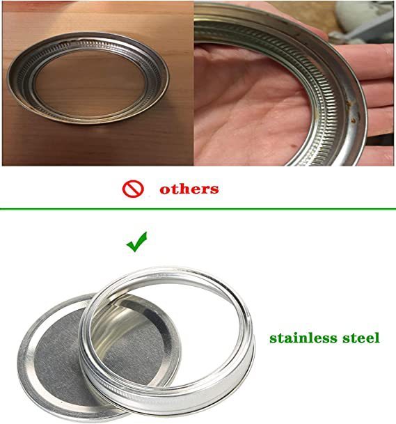 stainless steel mason jar lid 70mm wide mouth 86mm round fit for kitchen dining use split lid details 4