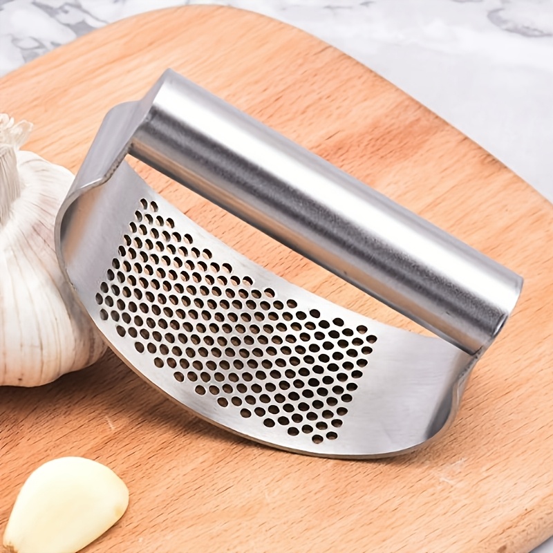 TEMU Heavy-duty Manual Garlic Crusher And Masher, 403 Stainless Steel Garlic Press Tool With Easy-clean Portable Design For Garlic, Ginger, Spices,