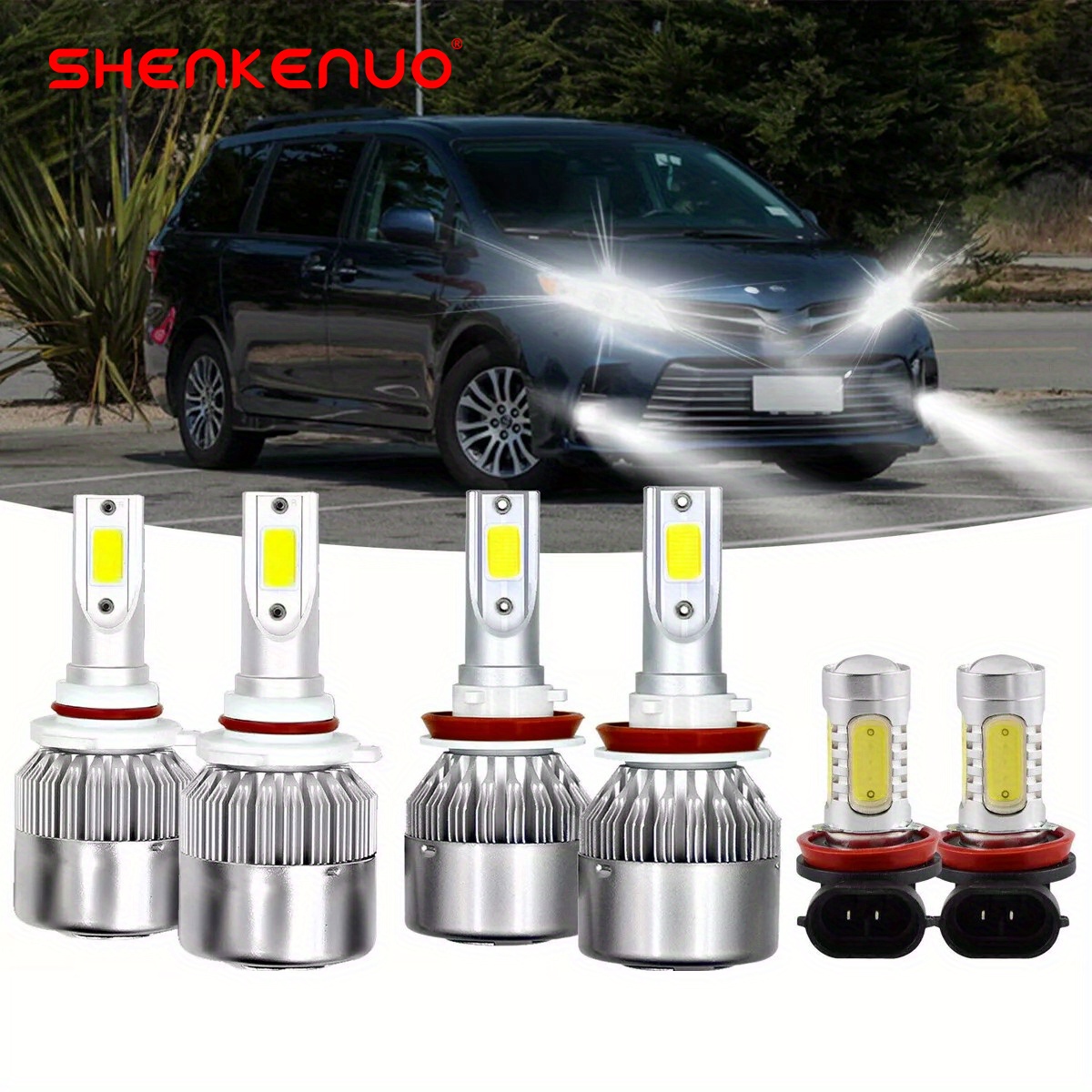 

For Toyota Sienna 2011-2019 6pcs Led Headlight Low 9005 H11 & Fog H11 Bulbs