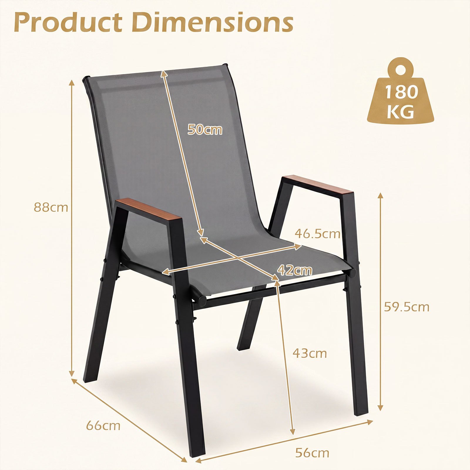   stackable patio chairs set of 2 outdoor breathable fabric dining chairs with high backs