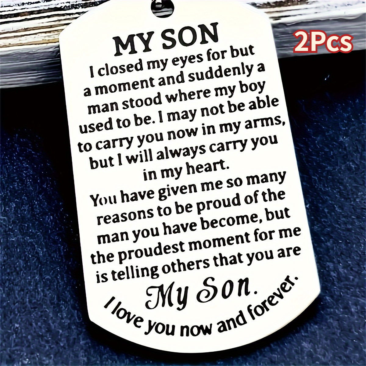 

2pcs Stainless Tag Keychains For , Inspirational Message Keyring, Personalized Gift, With Father To Son Keepsake For Boys