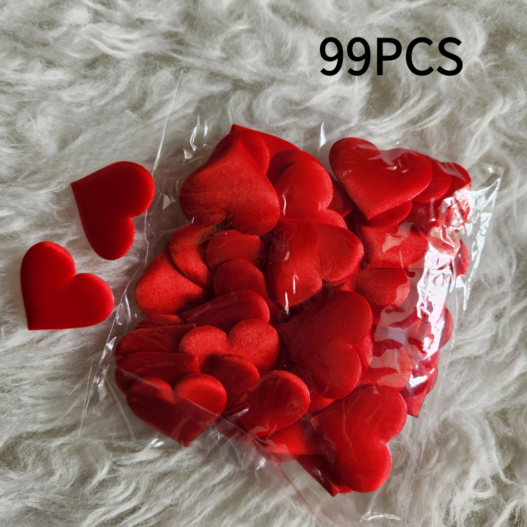 Image of 99 Red Artificial Heart-shaped Petals | Suitable For Valentine's Day, Weddings, And Parties - Romantic Decoration, For Anniversaries, Birthdays, And Celebrations, Christmas Decor, Halloween Decor