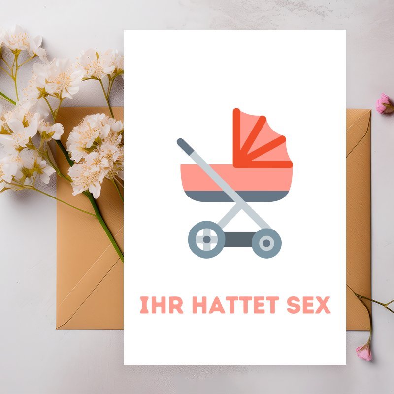 

1pc Funny German Baby Shower Card, Newborn , Ideal Gift For Son Daughter Granddaughter Niece, Christmas Birthday, Valentine's Day, Anniversary, Good Luck