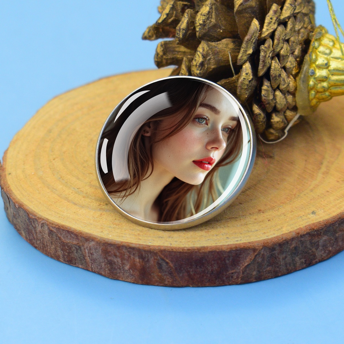 TEMU 1pc Luminous Customized Photo Brooch - Personalized Picture Pin (custom Your Own Photo) Clothes Or Backpack Decoration Unique Creative Gift For