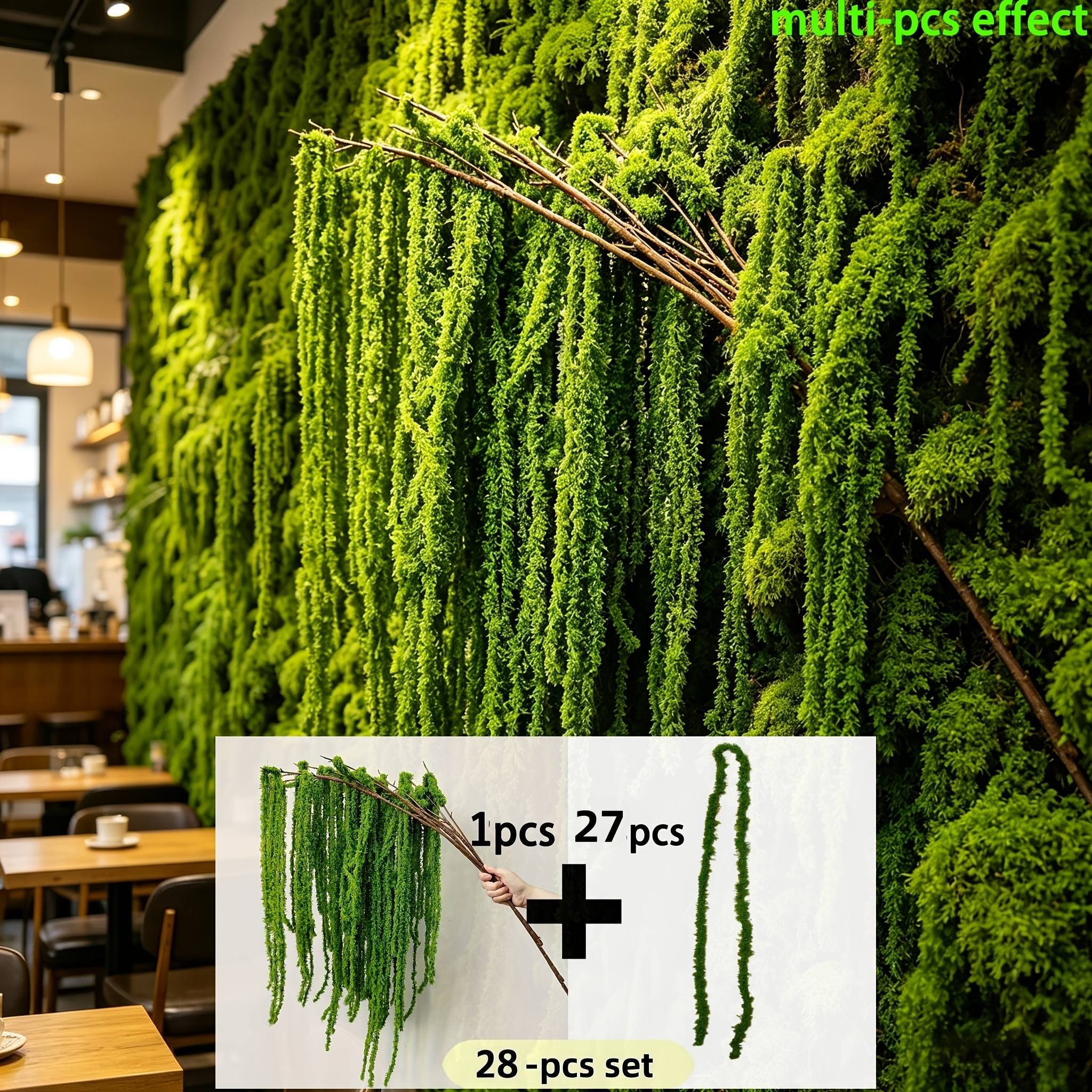 TEMU 28pcs Set - Artificial Amaranth Flowers - Elegant Green Wisteria Hanging Flowers, Suitable For Bohemian Home Decor, Parties, Wedding
