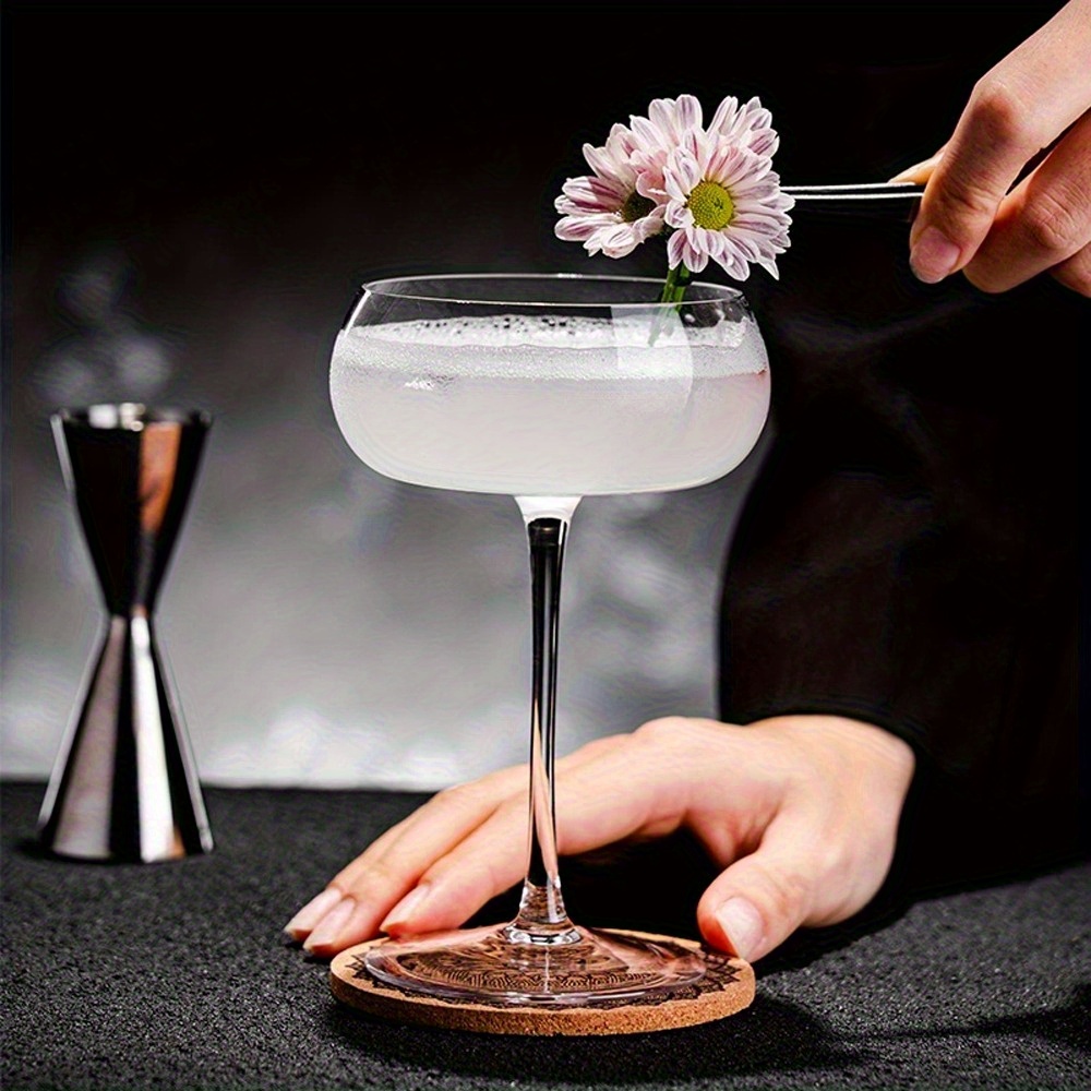 Image of 1pc 8.12oz Crystal Martini Glasses, Art Deco Cocktail Glasses, Hand Blown, Unique Bottom Shape, Suitable For Mixing Martinis, Mojitos, Margaritas