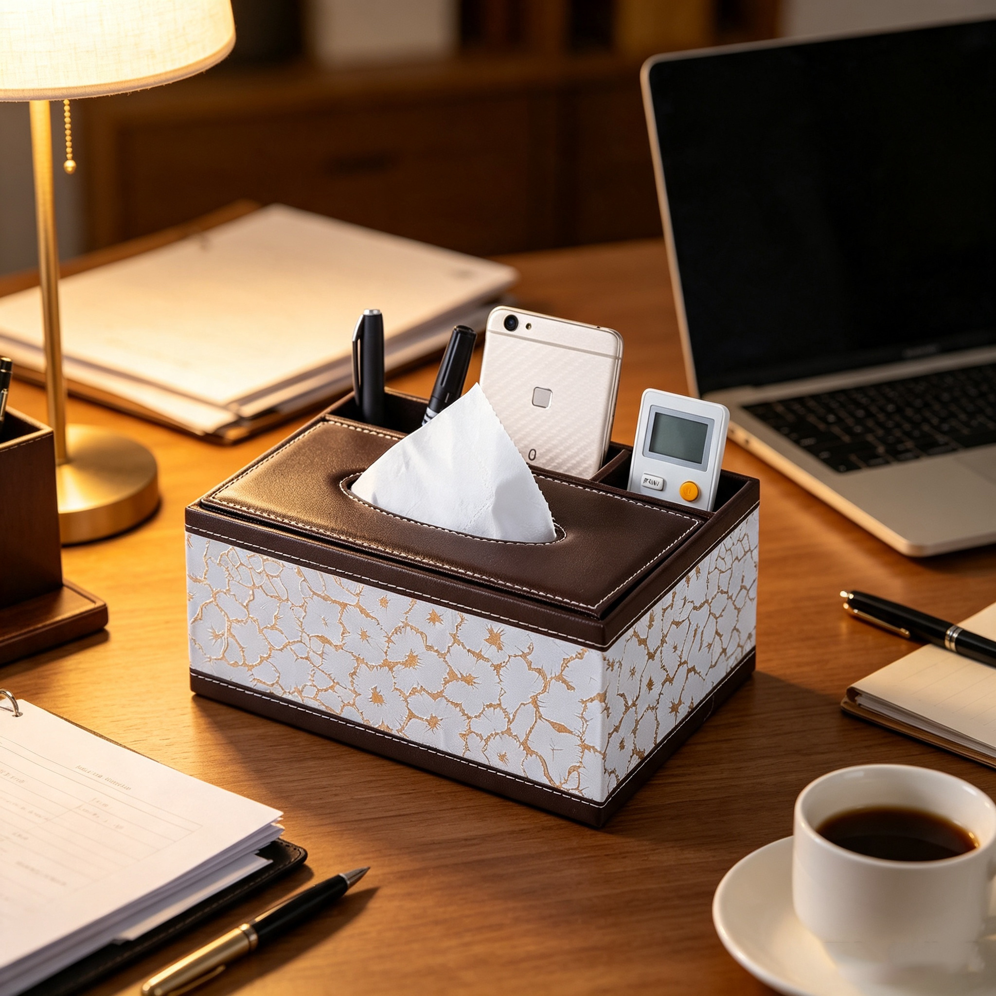 TEMU 1pc Tissue Holder With Storage, Featuring A Pull-out European-style Faux Leather Tissue Box, Suitable For Use Room, Dining Room, Bedroom, At A