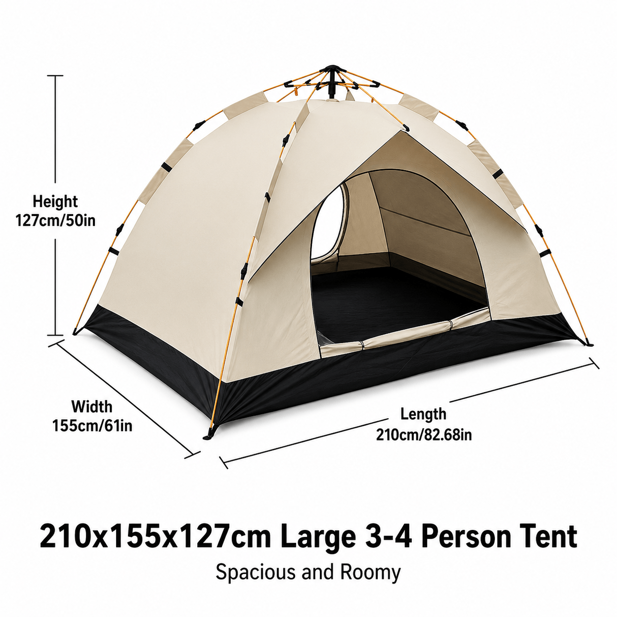 Temu – TEMU Automatically And Quickly Set Up Camping Tents -3-4 People Tents, Double-door Design, With Mesh Screens, Windproof And Light, Suitable For