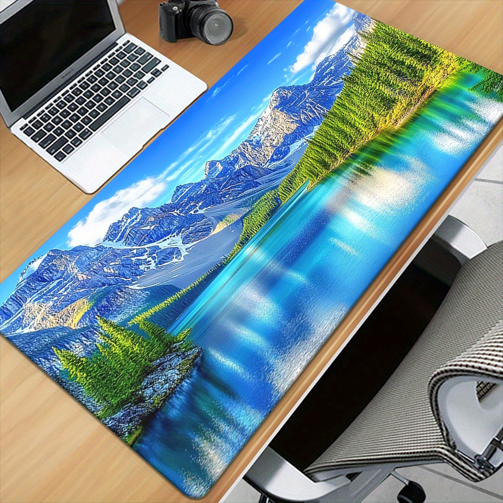 TEMU 1pc Tapis de Bureau Paysage HD Imprimé, Tapis de Souris Multifonction XXL, Tapis de et Souris pour Gaming, Tapis de Bureau pour PC et Bureau.
