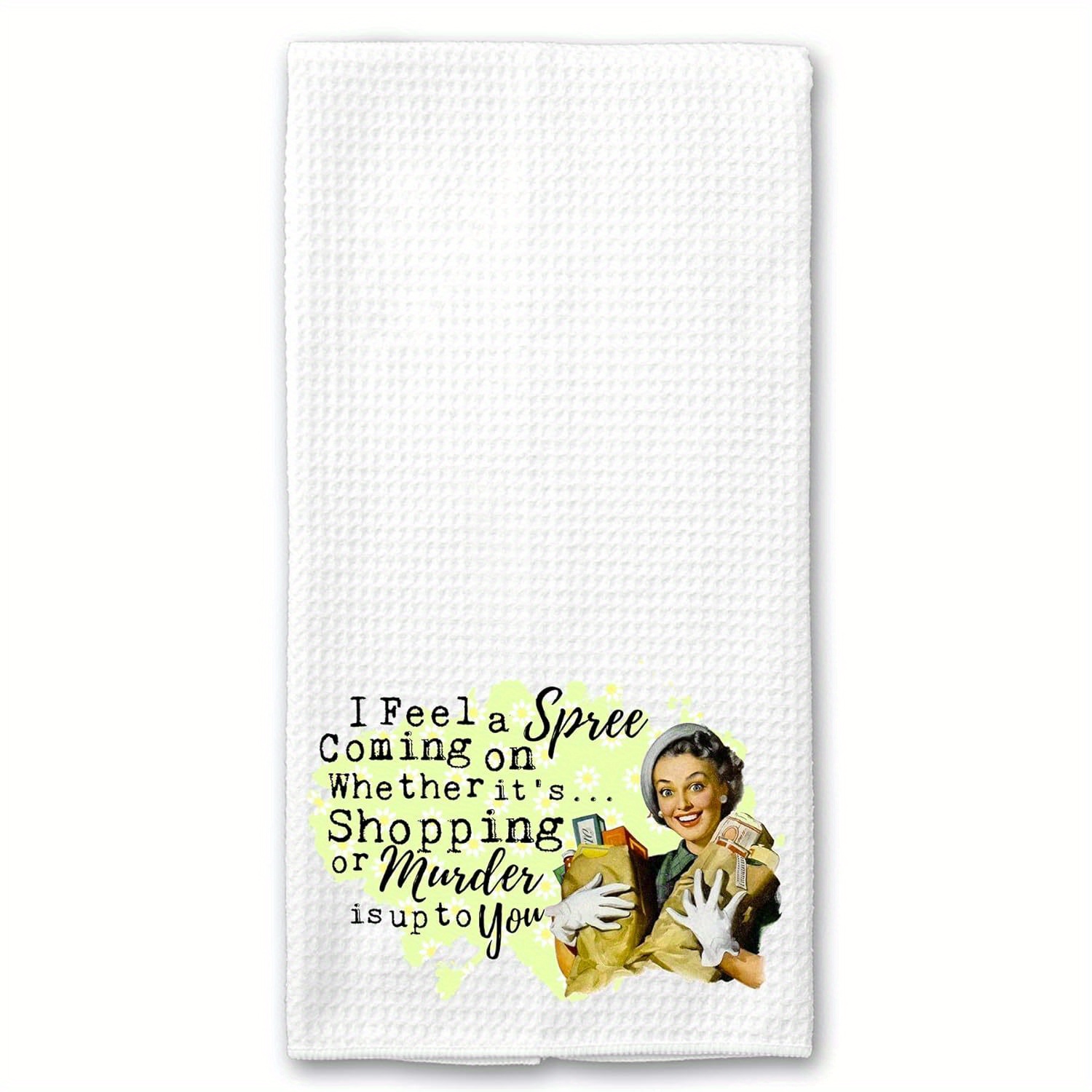 

1pc 1950s Dish Towel, "i A On" , Polyester, , Rectangular, , Bff