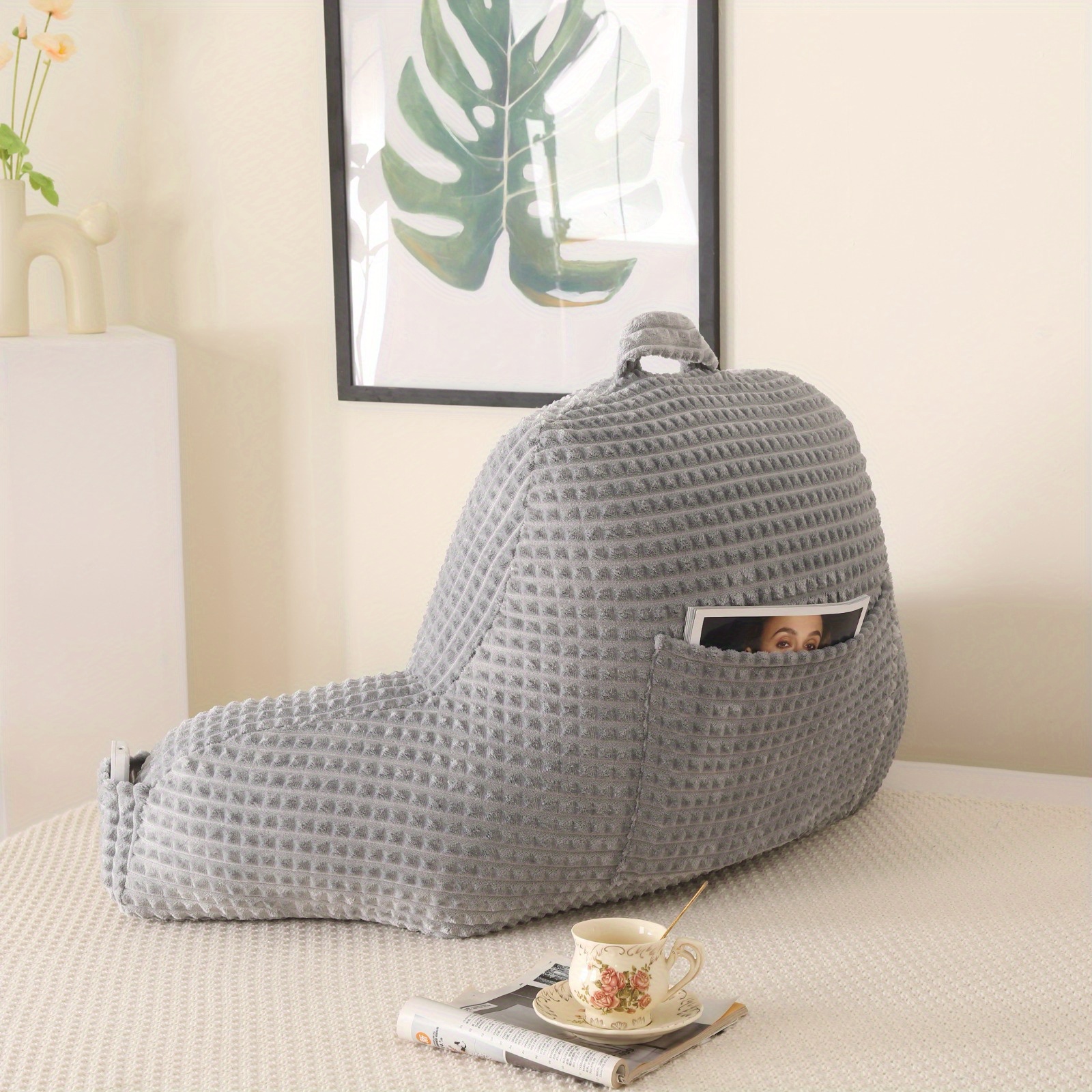 ergonomic waist support pillow lumbar pillow back support pillow striped reading pillow waist pad 2 in 1 washable pillowcase with armrests and storage bag suitable for office bed sofa desk recliner chair vehicle Product details 8