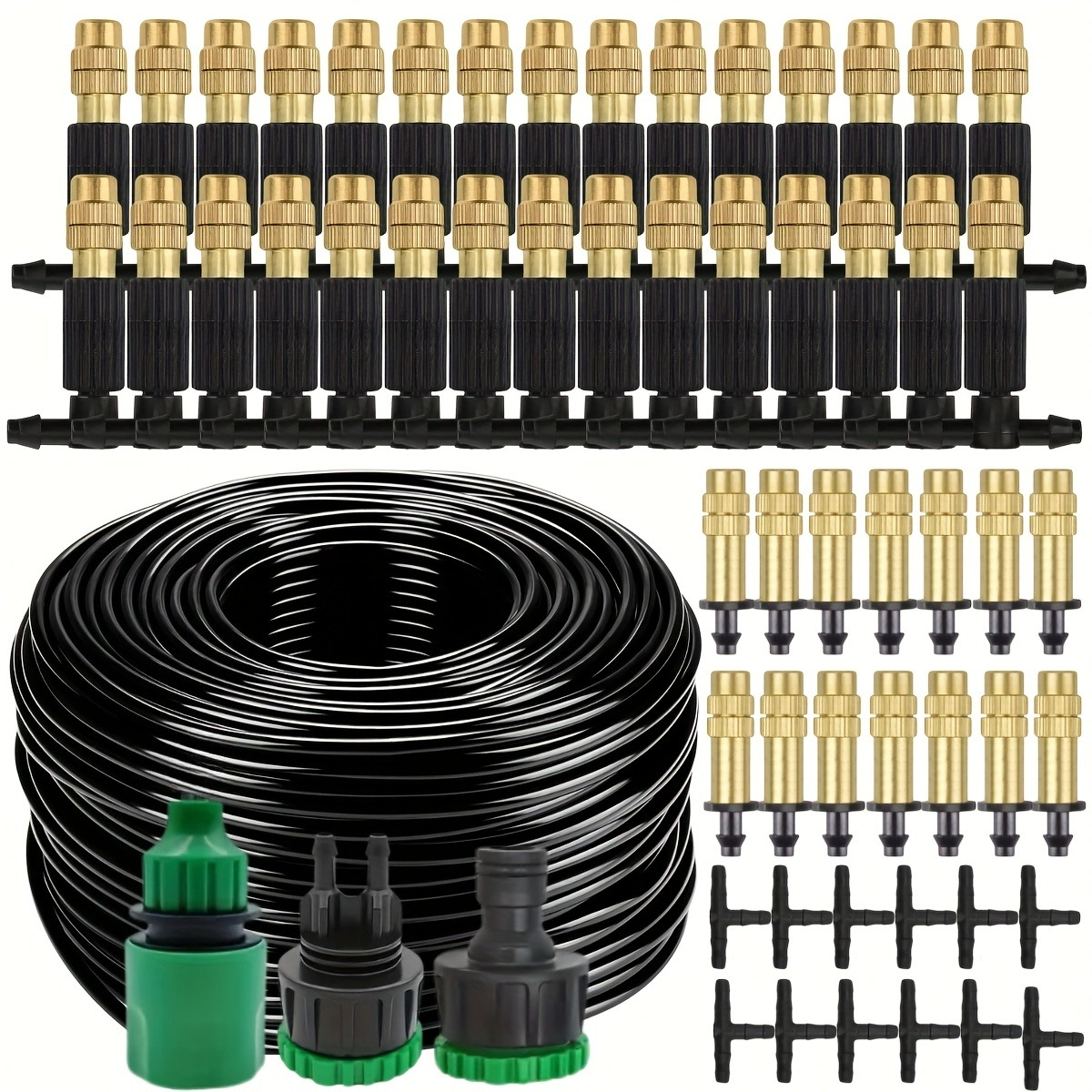 item picture 10m 30  misting cooling system garden irrigation watering 1 4 inch atomizer nozzle 4 7mm hose for patio greenhouse