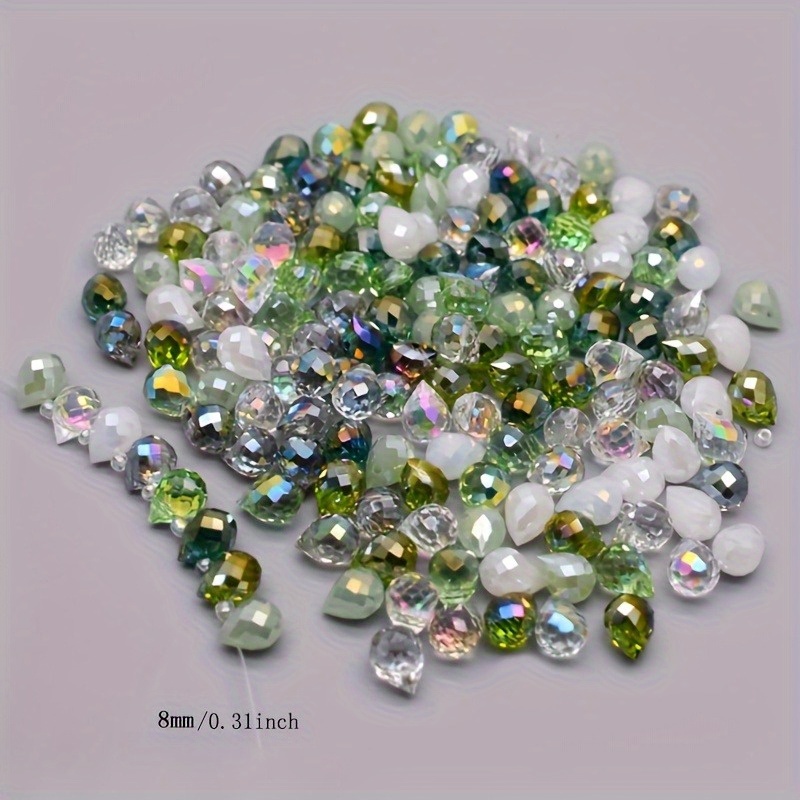 TEMU 100 stuks 8mm Aardbei Traanvormige Gefacetteerde Kristalkralen met Kruisgaten - Levendig Roze, Blauw en Groene Spacer Kralen voor DIY Sieraden