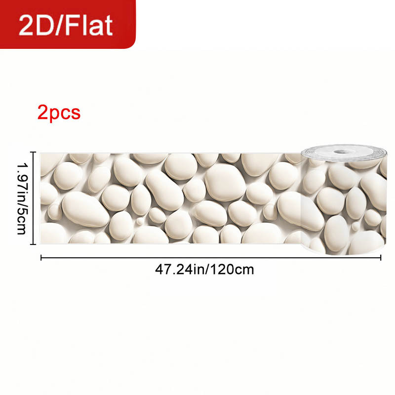 TEMU 2 Rouleaux de Ruban de Joint Adhésif Amovible 2D/Plat, Thème Galets , Motif , Autocollant de Scellement pour Joints de Carrelage, Bande