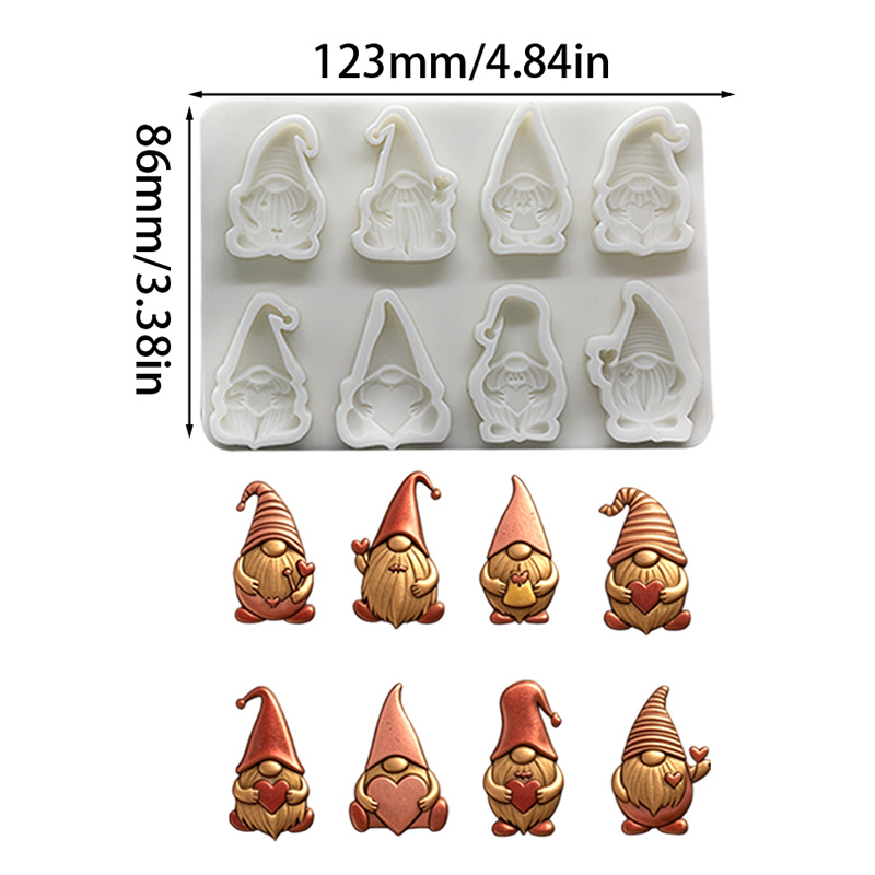 TEMU A Silicone Mold For A Dwarf With 8 Cavities, Suitable For Casting With Gypsum Resin And Concrete, A Candle Mold For Making Dwarf Candles,