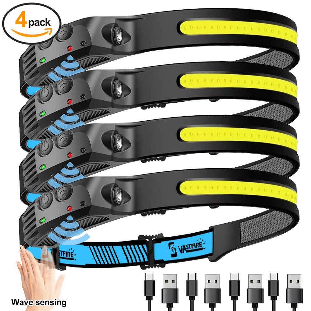 TEMU 4pack Rechargeable , 230° , Motion Sensor 350 High Brightness, Adjustable Beam, Usb Charging, Matte Abs, 1200mah Battery Powered With